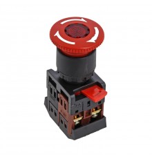 Кнопка ANE-22 Грибок красный поворотный с блокировкой и подсветкой NO+NC EKF