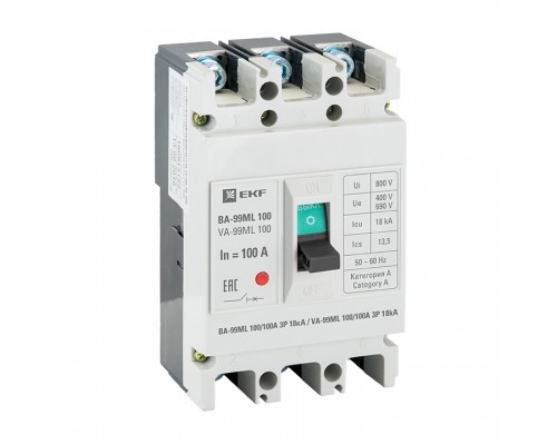 Выключатель автоматический 100А (18кА) ВА-99МL/100 EKF Basic