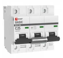 Выключатель автоматический 3п 25А (С) ВА 47-100 EKF Basic