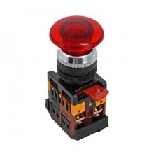 Кнопка AELA22 "Грибок" красный с подсветкой NO+NC 380В EKF